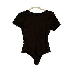 House of Harlow 1960 Black ribbed short sleeve Stretch Fitted bodysuit size s